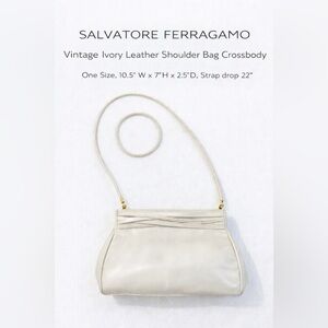 Salvatore Ferragamo Vintage Ivory Leather Shoulder Bag Crossbody